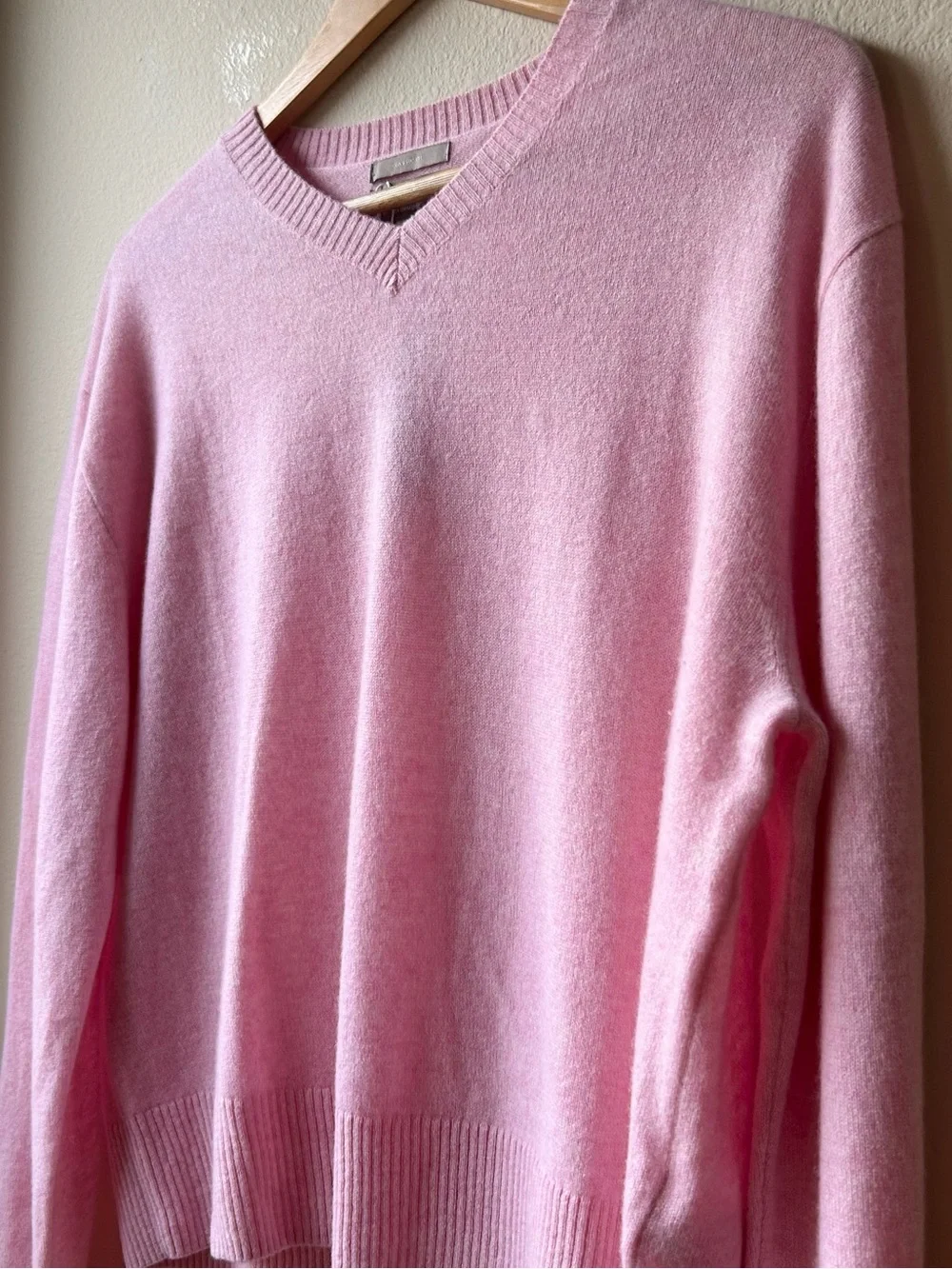 NWT J.Crew Cashmere Pink High V-Neck Sweater Heather Bouquet Sz L